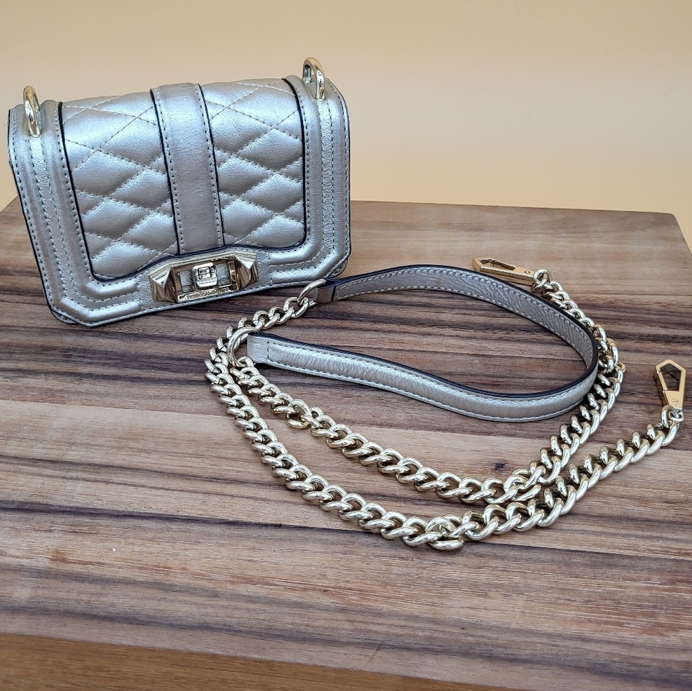 Gorgeous! Rebecca Minkoff Gold Quilted Bag w/Detachable Strap, Goldtone Finishes